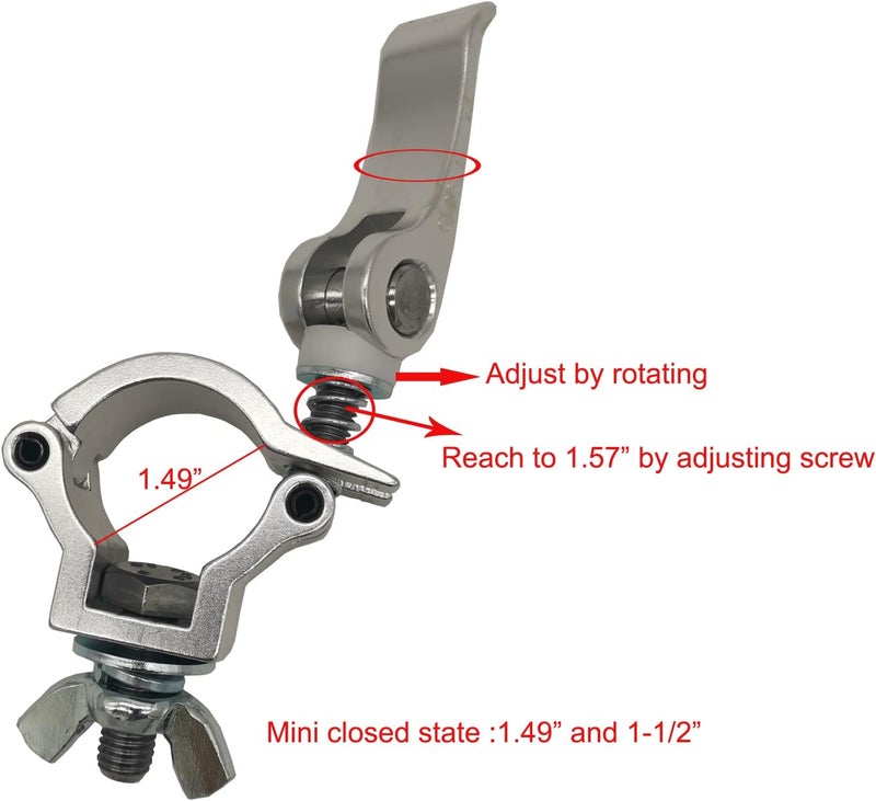 Douzime 1.49-1.57 Inch Stage Lighting Clamps Truss Clamp Heavy Duty 220 Lbs for DJ Moving Head Light Par Light Spotlight Fit 38-40mm OD Tubing (Silver Clamp 1 Piece) - Image 3